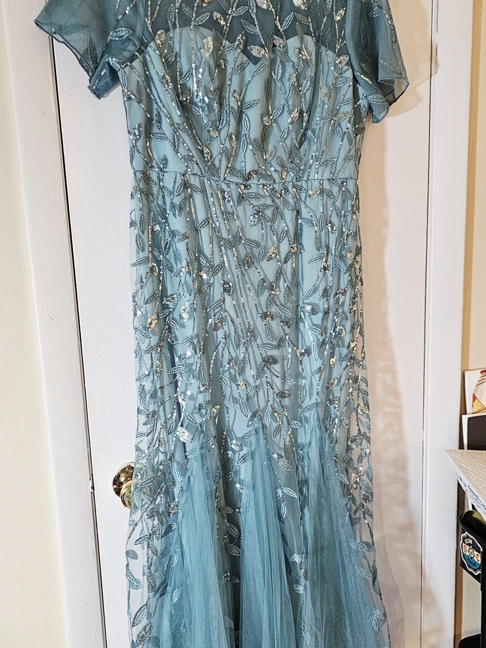 Ever Pretty Light Teal Embroidered Evening Dress